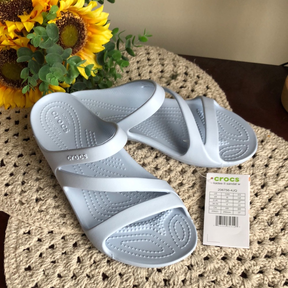 CROCS Pale Blue Strappy Slide Sandals - Kadee II SIZE 8